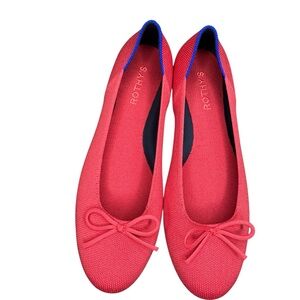 Rothy's Vibrant Red Ballet Flats with Blue Trim